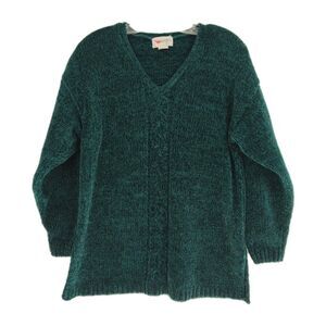 VTG Cristina Sweater Women's M Emerald Green V-Neck Long Sleeves Pullover